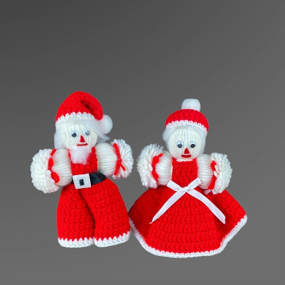 Vintage Crochet Santa‎ and Mrs Claus Pair DIY for Centerpiece Wreath or Display